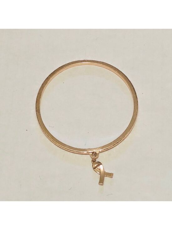 Vintage Jewelry - Metal Bangle Charm Bracelet Gold Breast Cancer Awareness